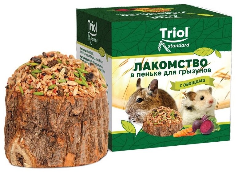 Triol лакомство Standard в пеньке для мелких грызунов с овощами, 70 г