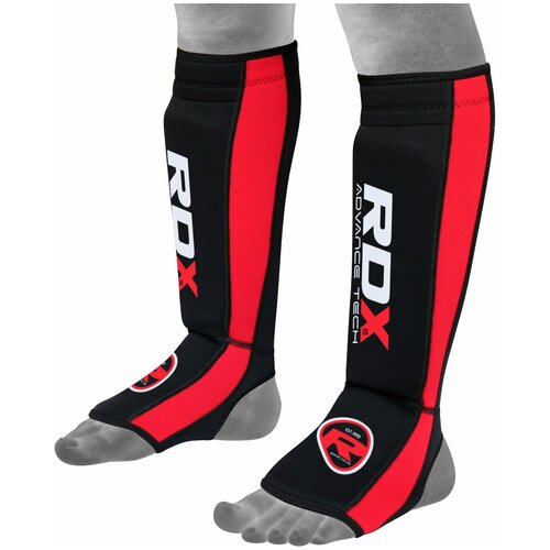 фото Щитки rdx t6 neoprene gel shin instep pads mma leg foot guards (red) l/xl