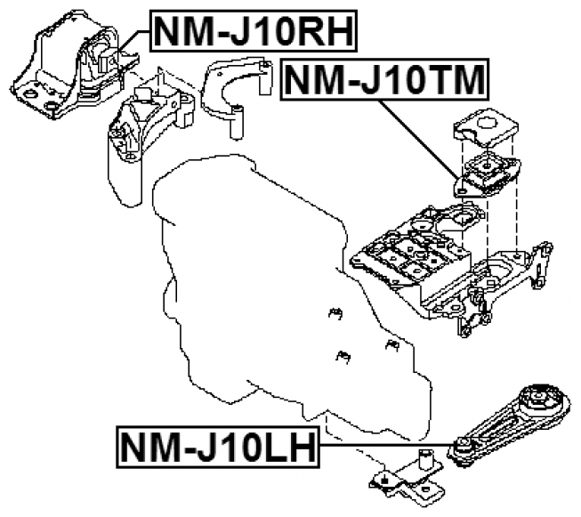 Подушка коробки скоростей Febest NM-J10TM
