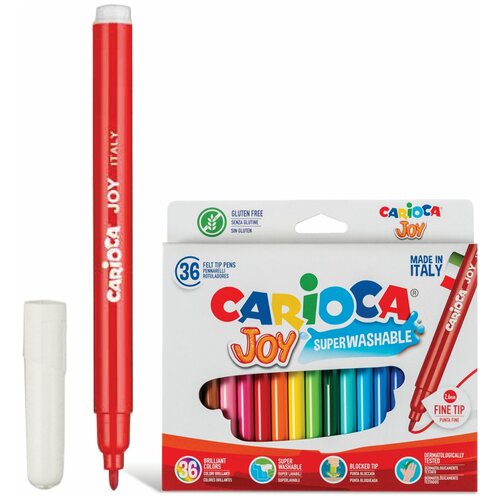Фломастеры CARIOCA (Италия) Joy, 36 цветов, суперсмываемые, 40616 комплект 2 шт фломастеры cariocajoy 36 цветов суперсмываемые 40616