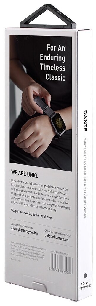 Ремешок Uniq Dante Strap Steel для Apple Watch 42/44/45/49 цвет Графит (44MM-DANGRP)