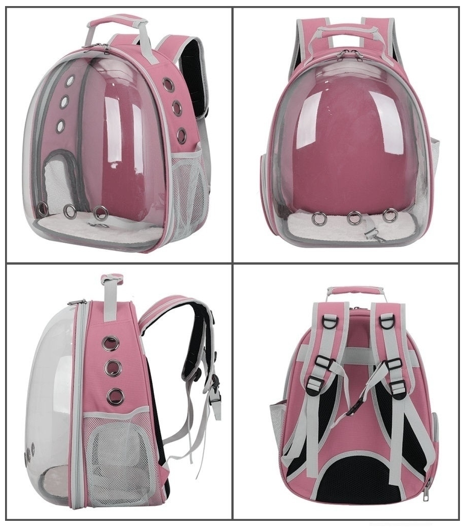 Сумка-переноска для мелких животных / рюкзак для переноски животных с обзором (розовый) - фотография № 2