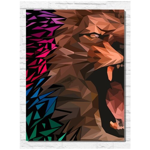 Картина по номерам на холсте лоу поли лев (low poly lion) - 9362 В 30x40 картина по номерам на холсте лоу поли сова филин 9359 в 30x40