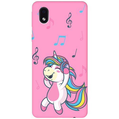 Матовый чехол Musical Unicorn для Samsung Galaxy A01 Core / M01 Core / Самсунг А01 Кор с 3D эффектом розовый силиконовый чехол с принтом musical unicorn для samsung galaxy a01 core m01 core самсунг а01 кор