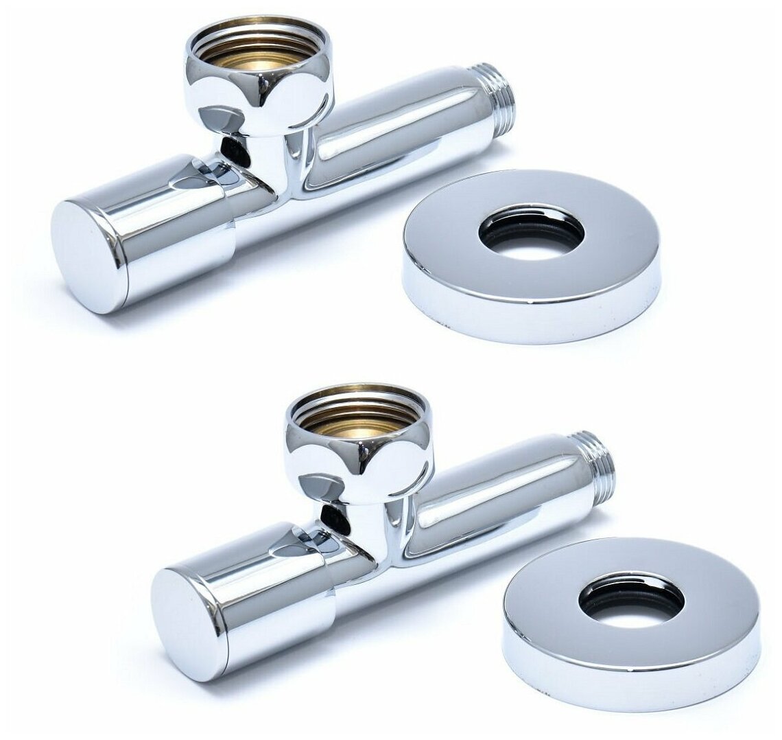 фото Вентиль для полотенцесушителя круглый угловой гайка/штуцер 1"х1/2" (Хром) пара