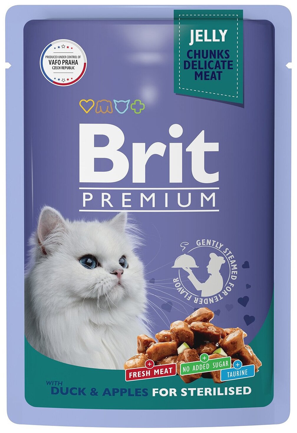 Brit Premium пауч для стерилизованных кошек и котов (кусочки в желе) (Утка с яблоками, 85 г.) - фото №15
