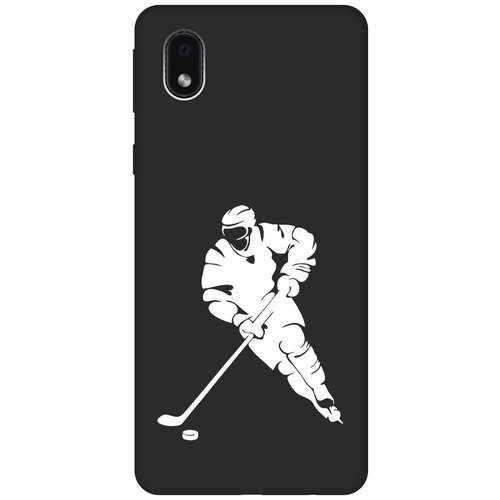 Матовый чехол Hockey W для Samsung Galaxy A01 Core / M01 Core / Самсунг А01 Кор с 3D эффектом черный матовый чехол basketball w для samsung galaxy a01 core m01 core самсунг а01 кор с 3d эффектом черный