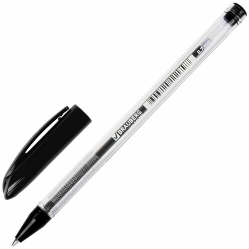 BRAUBERG Ручка шариковая масляная brauberg rite-oil , черная, корпус прозрачный, узел 0,7 мм, линия письма 0,35 мм, 142147, 48 шт.