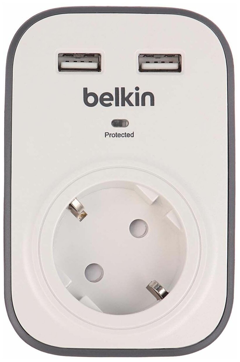 Сетевой фильтр Belkin 1 розетка/2xUSB, макс 306Дж (BSV103vf)