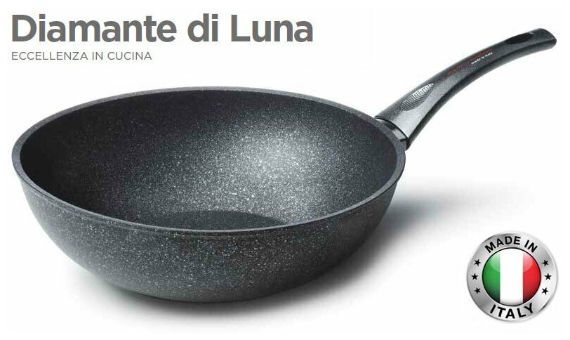 Сковорода вок 28 см с крышкой, Accademia Mugnano Diamante di Luna антипригарным покрытием