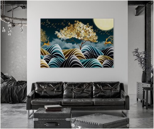 Изображение товара Интерьерная картина "Дюны осень" на натуральном хлопковом холсте, большая, размер 30 на 45/ 30х45 см