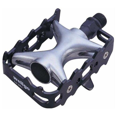 фото Педали под туклипсы wellgo lu-964s, мтв. материал: алюминий/сталь, ось из бористой стали. вес 425г. цвет: серебристый/чёрный арт. ztb10542