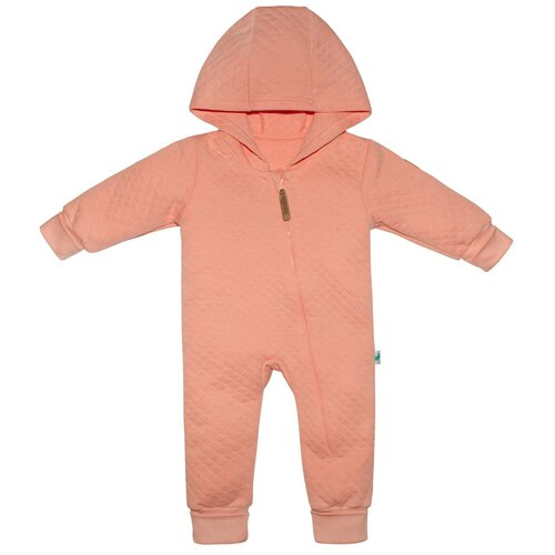 Комбинезон Toucan for Kids для девочек, на молнии, капюшон, открытая стопа, размер 68, розовый