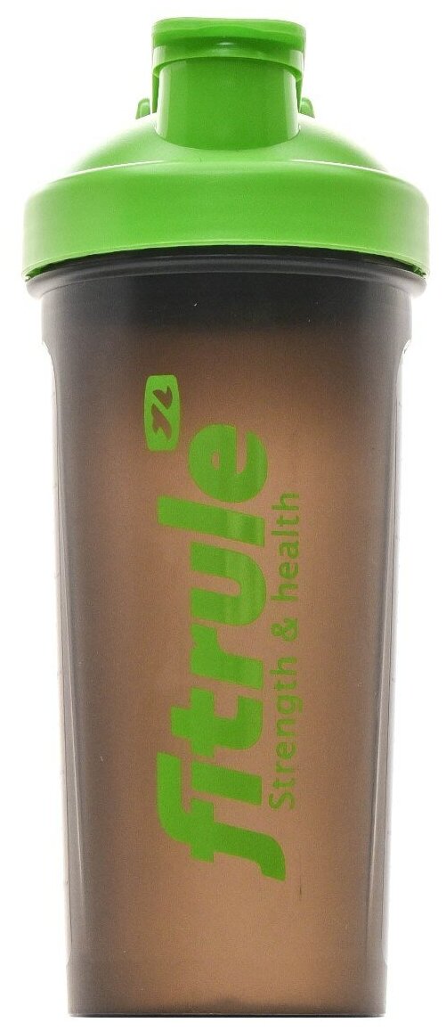 FitRule Шейкер с держателем 600 мл (черный + зеленая крышка)