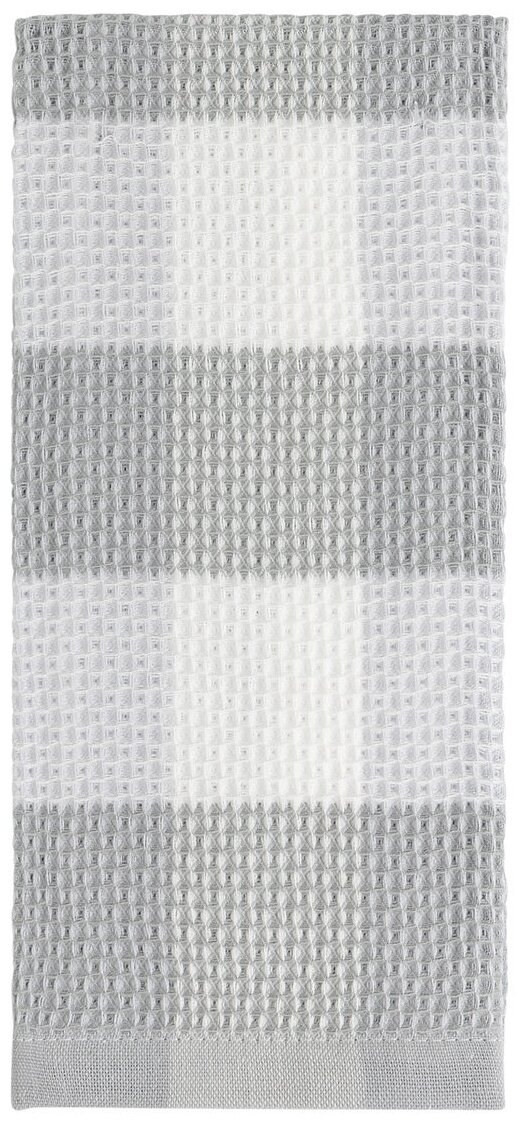 Полотенце кухонное DeNASTIA 40x60см вафля, клетка, цвет серый, D100171 - фотография № 5