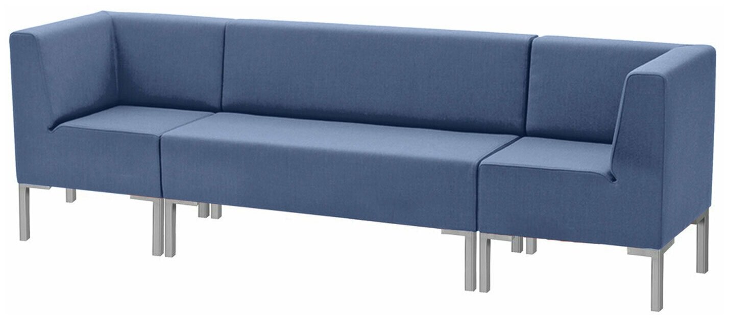 Кресло мягкое угловое "Хост" М-43, 620х620х780 мм, без подлокотников, экокожа, голубое - фотография № 3