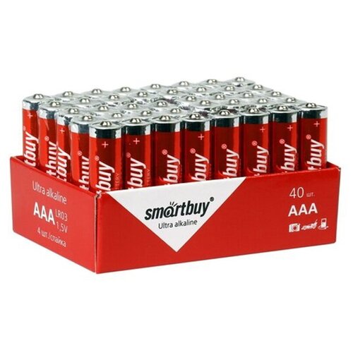 Набор щелочных мизинчиковых батареек ААА алкалиновые 40 шт Smartbuy