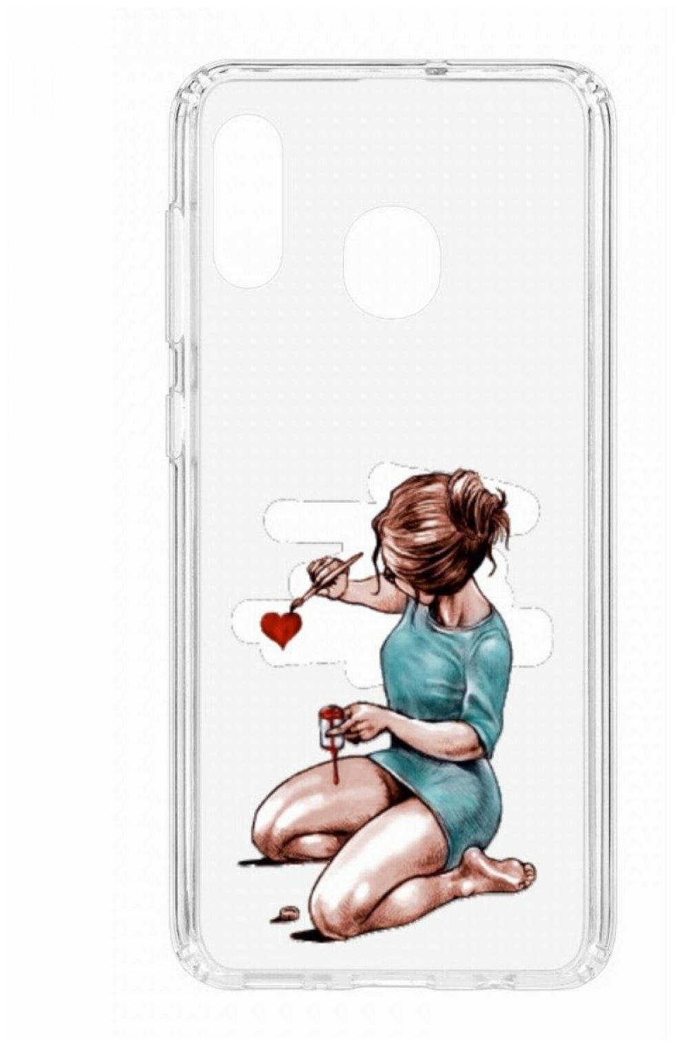 Чехол для Samsung Galaxy A20 2019 Kruche Print Рисуя любовь, противоударная пластиковая накладка с рисунком, силиконовый бампер с защитой камеры, кейс