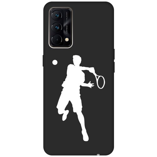 Матовый чехол Tennis W для Realme GT Master Edition / Рилми ГТ Мастер Едишн с 3D эффектом черный матовый чехол boxing w для realme gt master edition рилми гт мастер едишн с 3d эффектом черный