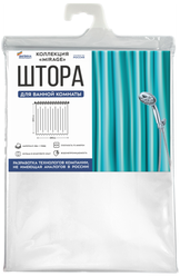 Штора для ванной водонепроницаемая VILINA 180х180 см "MIRAGE для душа однотонная белая перламутровая с кольцами