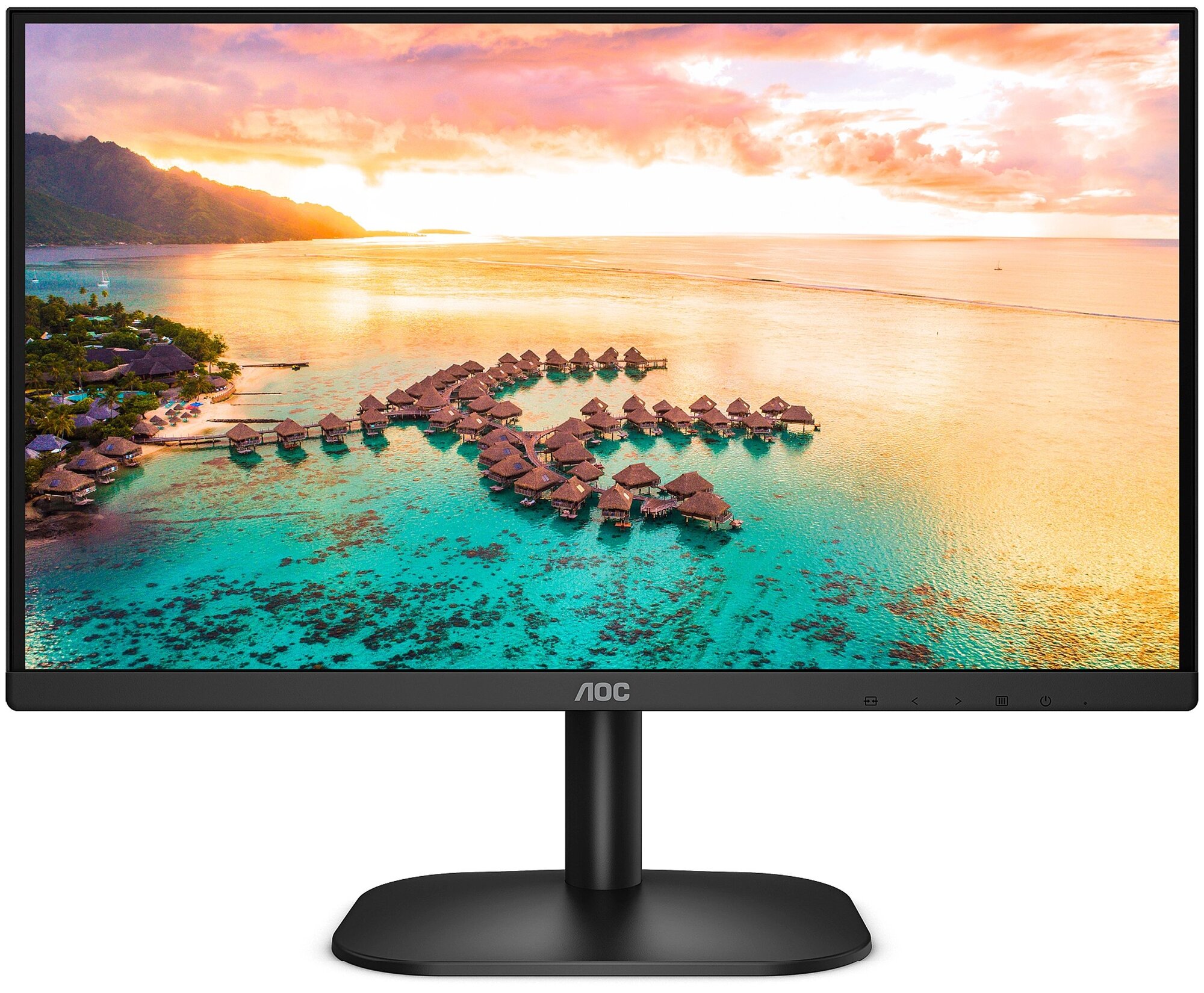 23.8'' AOC 24B2XH 16:9 1920х1080(FHD) IPS, nonGLARE, 250cd/m2, H178°/V178°, 1000:1, 20M:1, 16.7M, 7ms, VGA, HDMI, Tilt, 3Y, Black - фотография № 1