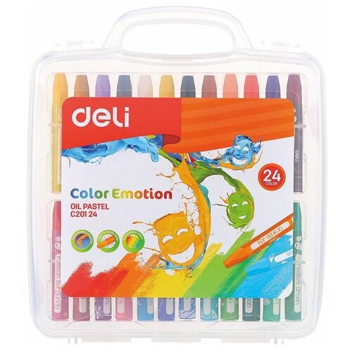 Масляная пастель Deli EC20124 Color Emotion шестигранные 24 цвета пластиковая коробка, для творчества