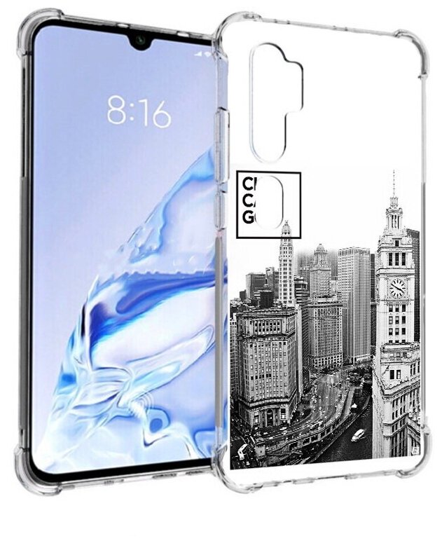 Чехол задняя-панель-накладка-бампер MyPads черно белый чикаго для Xiaomi Mi Note 10/Mi Note 10 Pro/Mi CC9 Pro противоударный