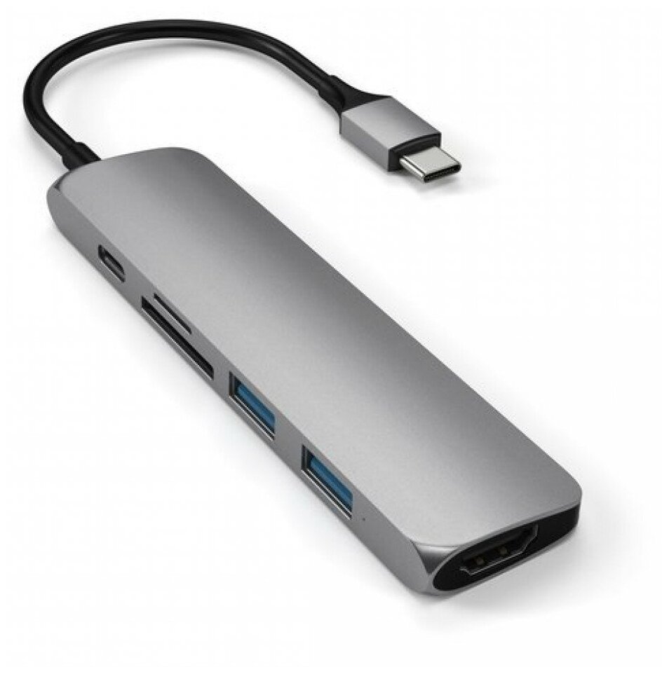 USB-C адаптер Satechi Type-C Slim Multiport Adapter V2. Интерфейс USB-C. Цвет серый космос.