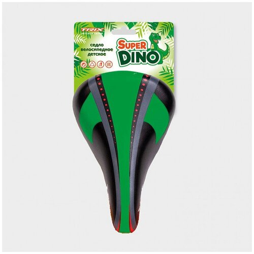 детское седло велосипедное trix super dino черный зеленый Седло велосипедное TRIX универсальное, детское, 230х145мм, зеленое