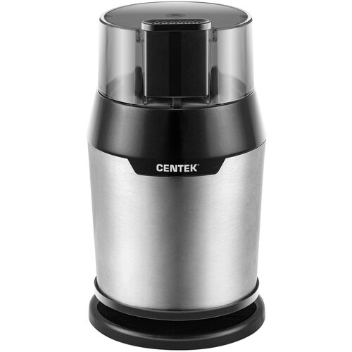 Кофемолка Centek CT-1362 (сталь) 200Вт, 60гр, стальн стакан, стальн чаша, прозрачная крышка