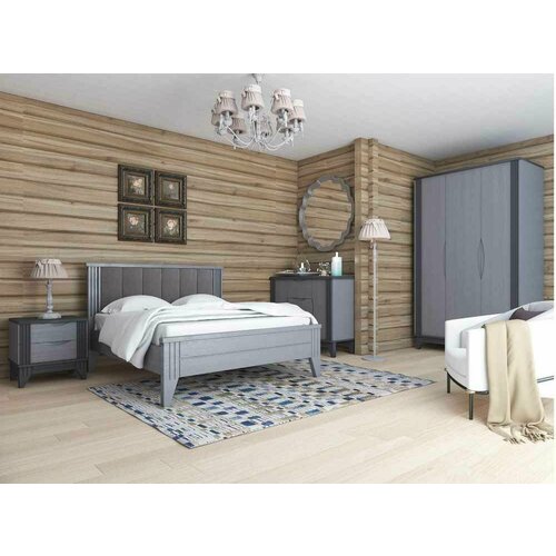 Кровать Верона 16 Серый массив соснышпон дуба мягкая спинка для спальни дома дачи 1710Х2080Х1040 боринское 26540₽