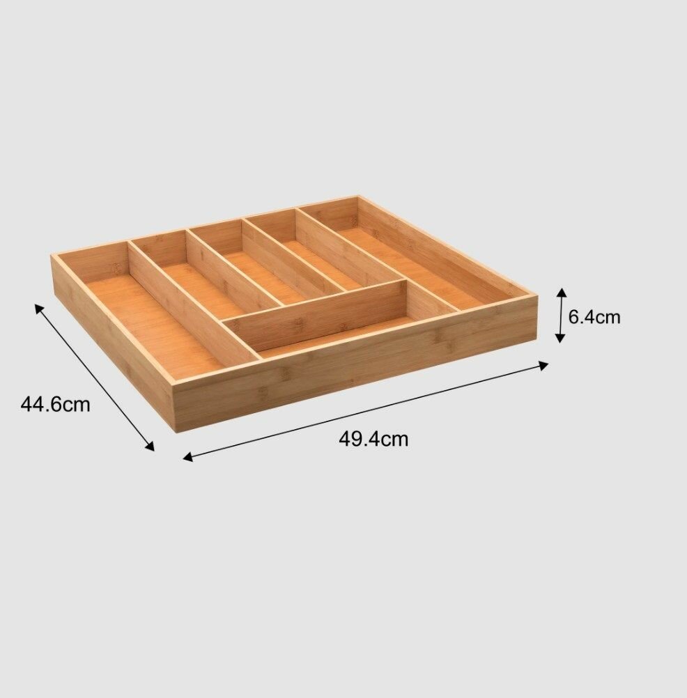 Лоток для столовых приборов 6 отсеков 44.6x49.4x6.4 см бамбук