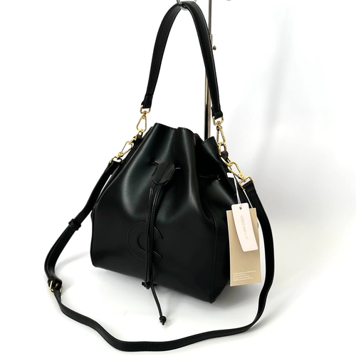 Сумка бочонок BDM, фактура гладкая, черный