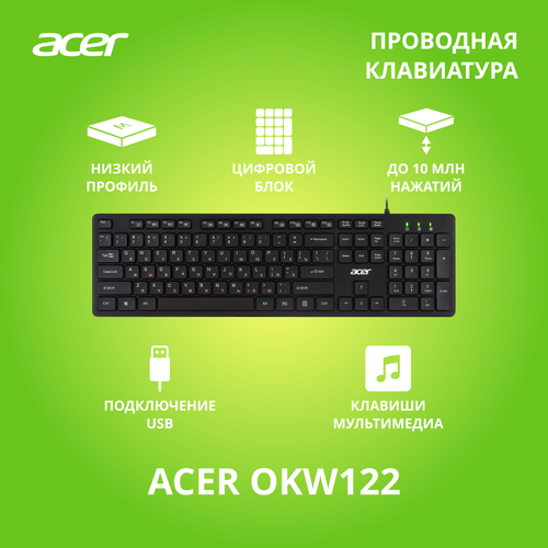 Клавиатура Acer OKW122 черный USB ZL KBDEE00C 64800₽