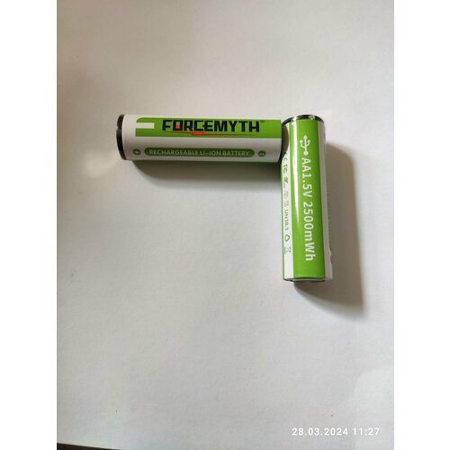 Аккумуляторные батарейки AA 1, 5V 2500 mWh ( 2 шт.) с USB зарядкой.