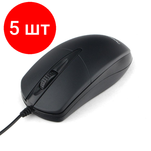 Комплект 5 штук Мышь компьютерная Гарнизон GM-220XL USB черный 2м1000dpi 16882 204900₽