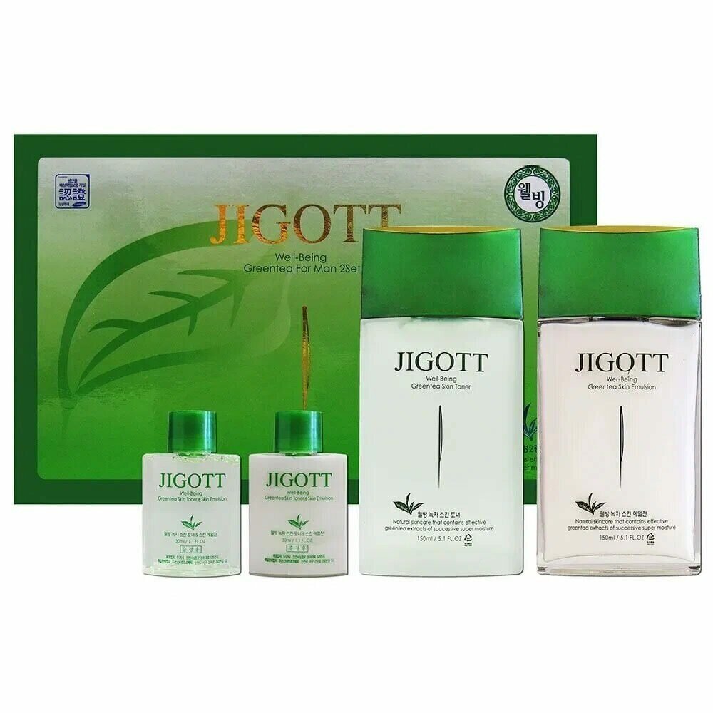 Мужской набор для лица с зеленым чаем Jigott Well-Being Green Tea Homme Skin Care 2 Set