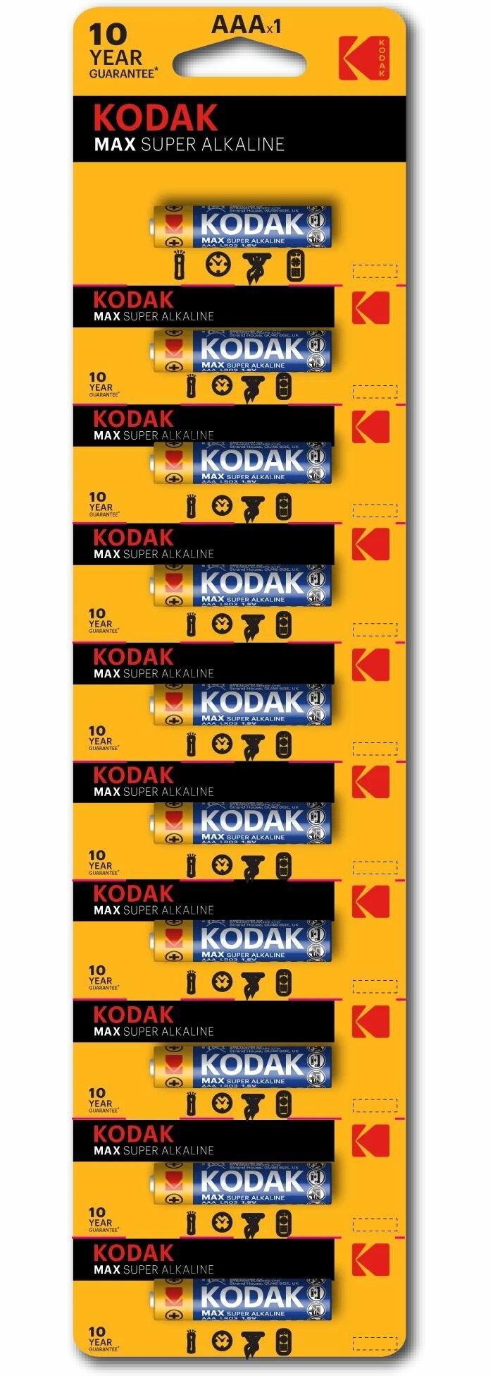 Батарейки AAA - Kodak LR03/10BL Max Super Alkaline (10 штук)