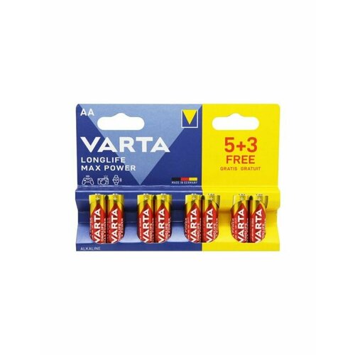 Батарейка Varta LONGLIFE MAX POWER LR6 AA BL8 1.5V (04706101428) батарея varta longlife max power aa lr6 1 5v 8 шт 04706101428