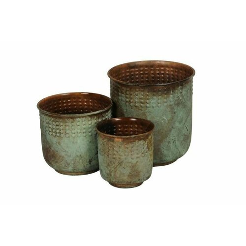 Набор из 3х кашпо Зеленая патина 11х11см145х135см17х18см 5300₽