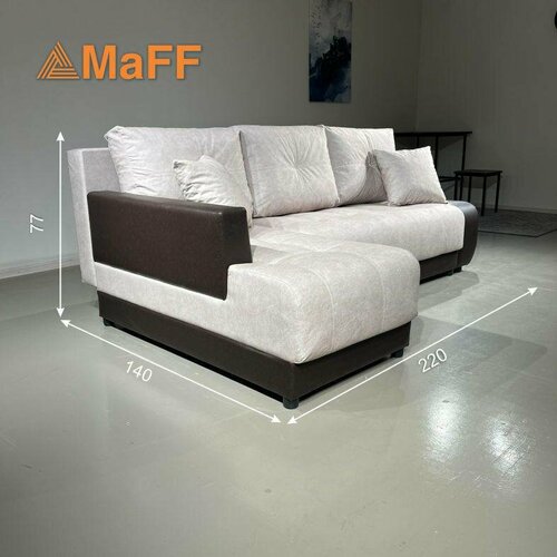 Диван, Диван-кровать Олимп-2 угловой, светло-серый, механизм еврокнижка, правый угол 220х140х77 см