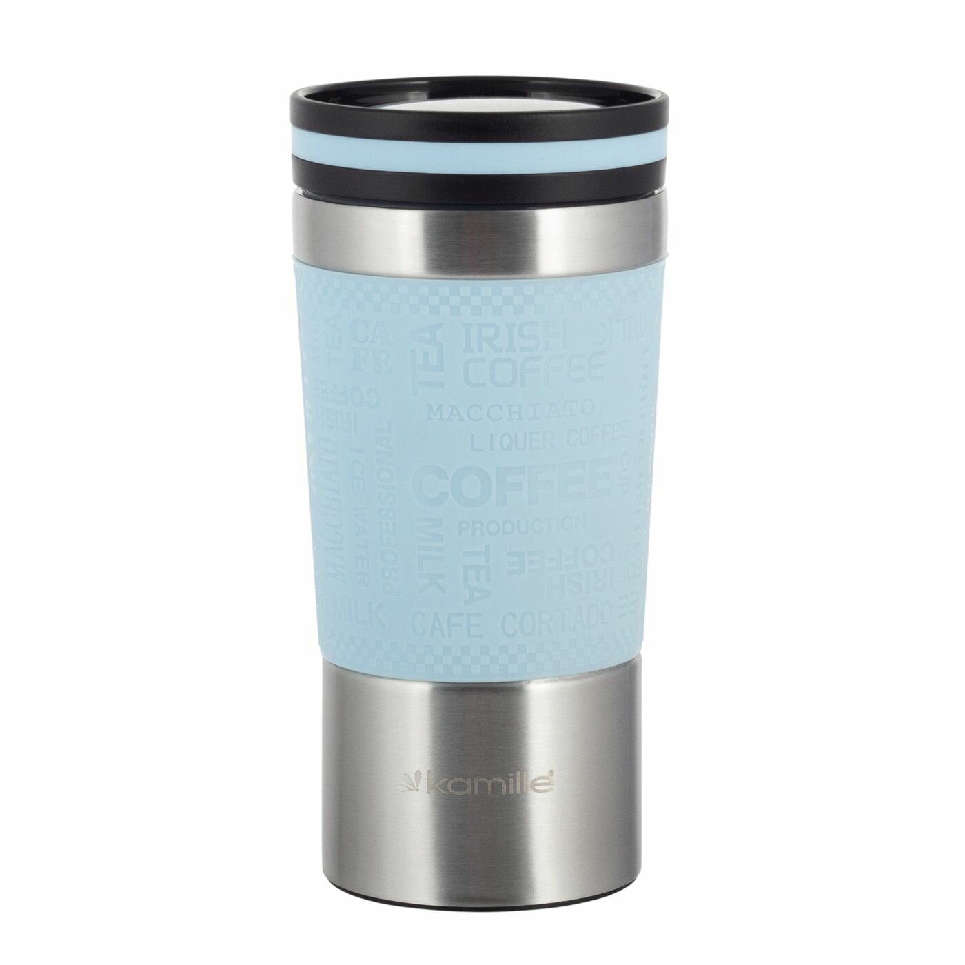 Термокружка 380мл из нержавеющей стали с TPR-вставкой Kamille.