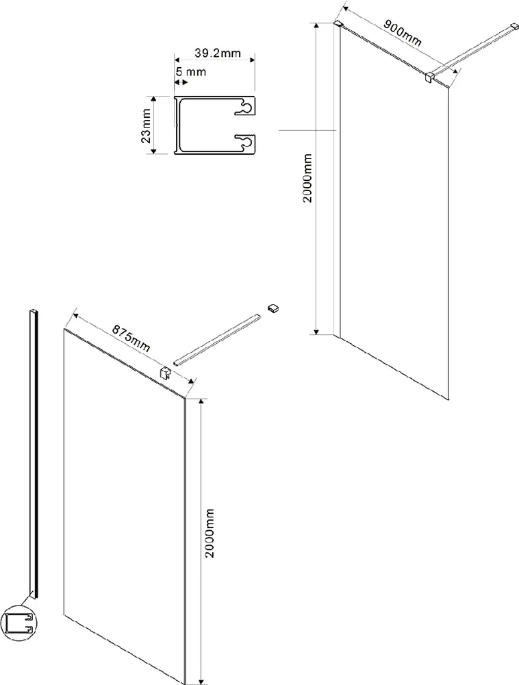 Душевая перегородка Vincea Walk-In 90x200 см стекло зеркальное, VSG-1W900MR - фото №5
