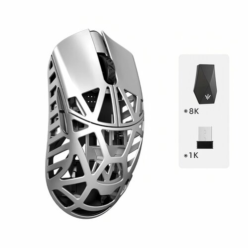 Игровая мышь Wanling Wlmouse Beast X Max 8K PAW3350 8K беспроводная с донглом 42 гр серебристый 2835000₽