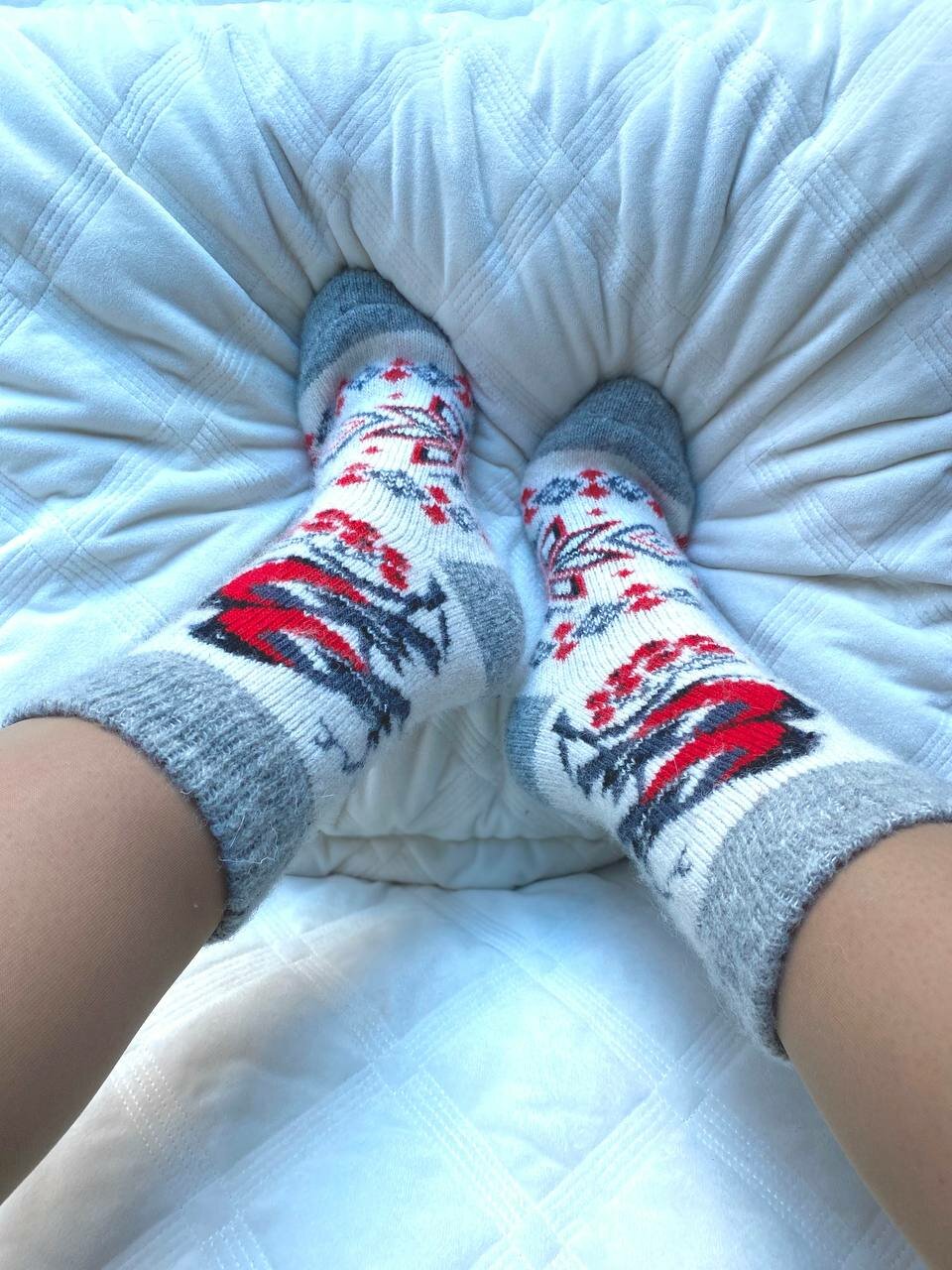 Носки , размер 36-41, бело-серый — фото 1