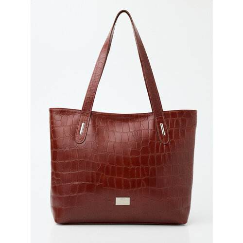 Сумка тоут Franchesco Mariscotti фактура зернистая под рептилию матовая рельефная коричневый 14935₽