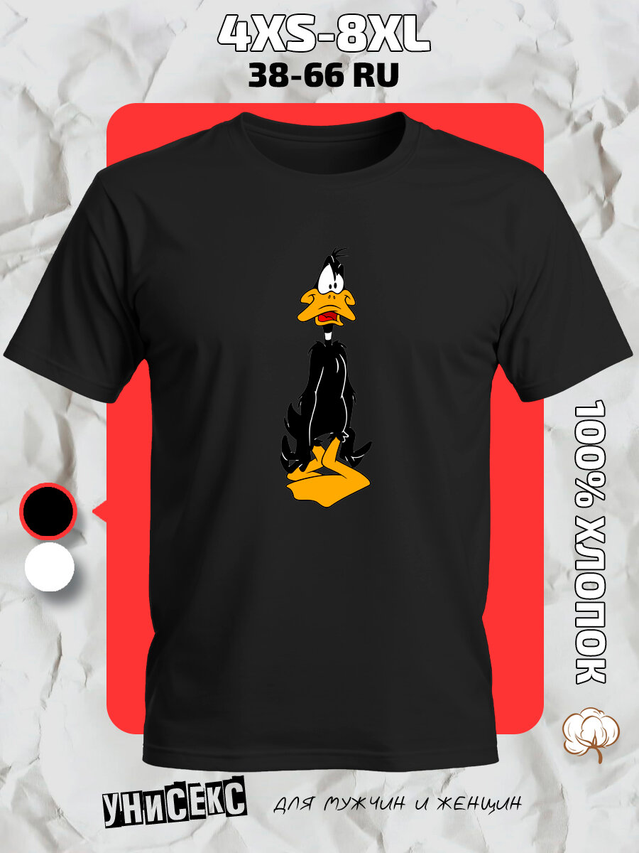 Футболка с принтом даффи дак daffy duck утка, размер M, черный