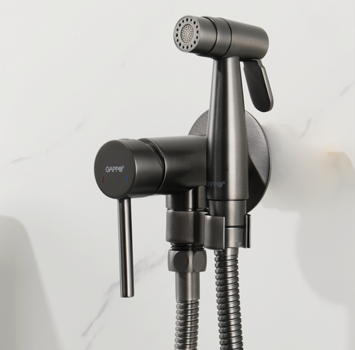 Изображение товара Гигиенический душ скрытого монтажа Gappo G7206-9 оружейная сталь