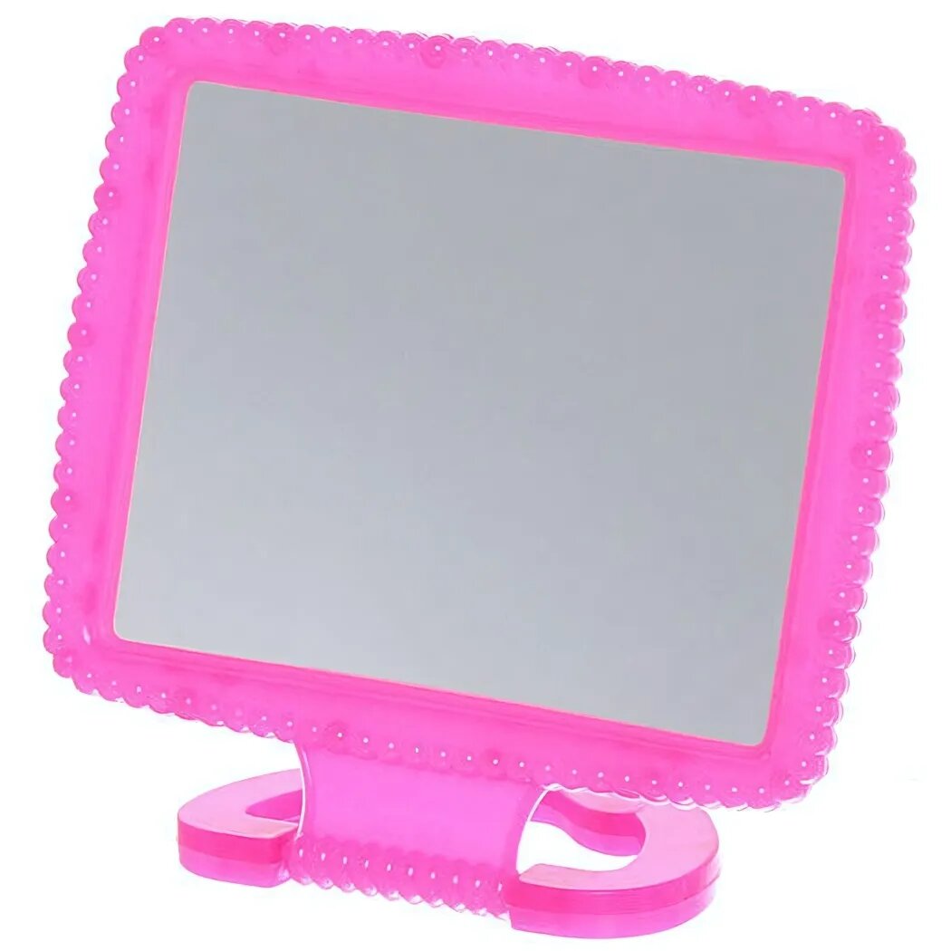 Зеркало настольное в пластиковой оправе «Резная рамка» 13х105см розовое