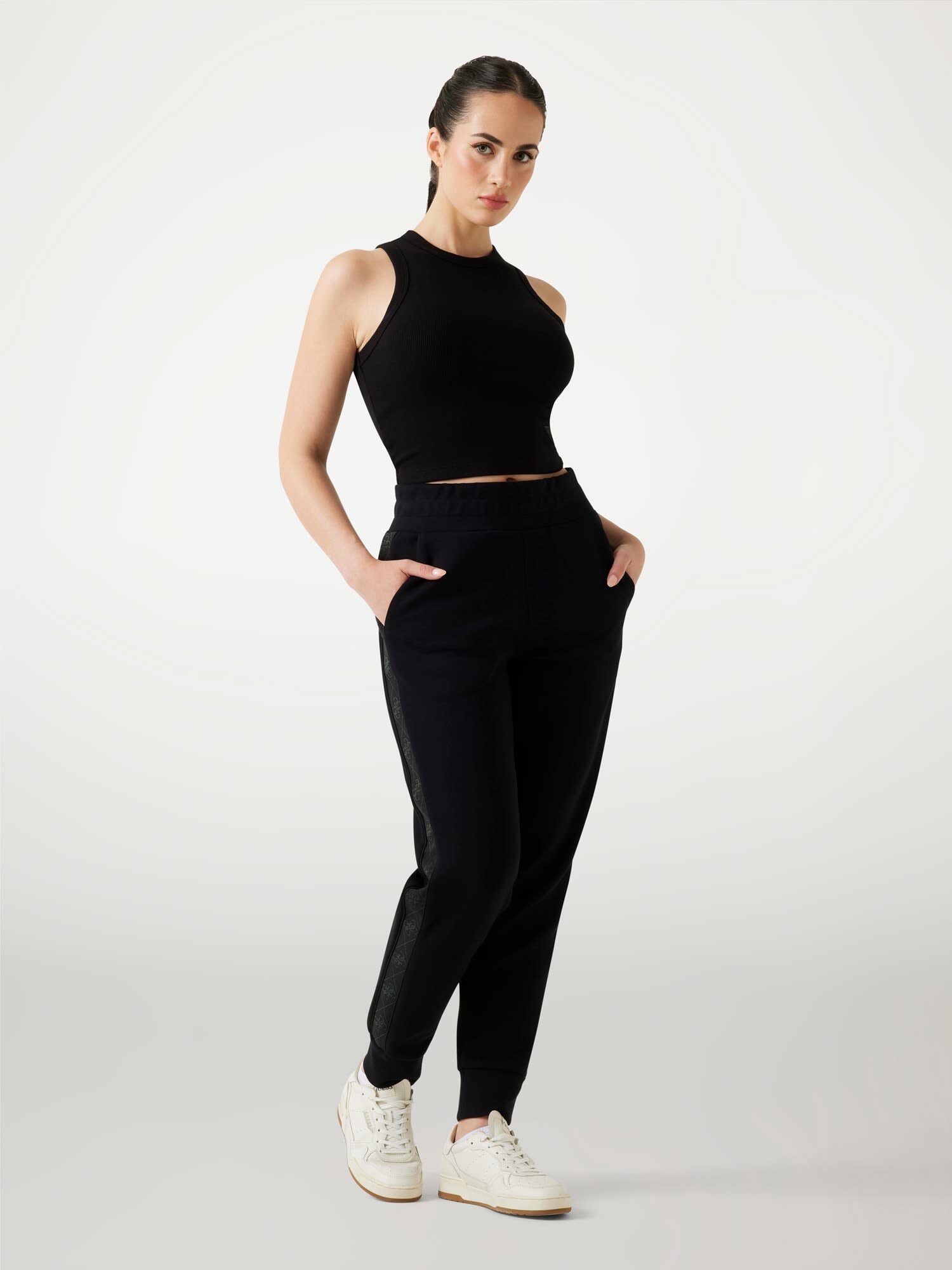 Легинсы GUESS NEW VICTOIRE SCUBA PANT, , размер S, черный — фото 1